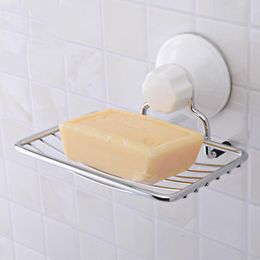 Wall Mount Suction Soap Dish Stainless Steel Bar Soap Holder Soap Box Bathroom Shower Room Kitchen Sponge Holder Soap Organizer Storage Tray