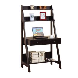 DunaWest Contemporary Style Ladder Home Office Desk With 3 Open Shelves and 1 Drawer, Brown