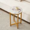 Sintered stone sofa side table Gold metal frame with carrara white color top-16'