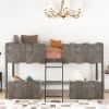 Twin Size Rustic Loft Bed with Two Drawers,Gray