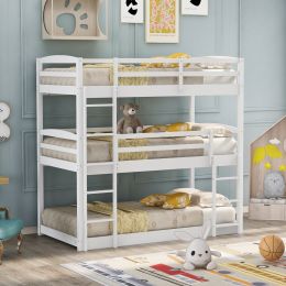 Twin over Twin Triple Bunk Bed,White