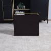 Living Room Black Coffee Table with MDF Top, Nesting Table with Metal Legs 17.71 x 20.87 x 15.35 inch