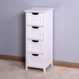 White Bathroom Storage Cabinet, Freestanding Cabinet with Drawers