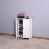 Bathroom Floor Storage Cabinet with Double Door Adjustable Shelf, White