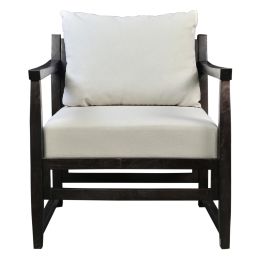 Dunawest Malibu Accent Chair with Open Wood Frame, Light Gray and Black