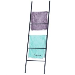 Metal Free Standing Bath Towel Blanket Ladder Storage Organization, Rack for Bathroom, Bedroom, Laundry Room - Matte Black RT