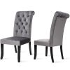TOPMAX Dining Tufted Armless Upholstered Accent Chair Set of 2 (Grey), Gray