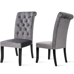 TOPMAX Dining Tufted Armless Upholstered Accent Chair Set of 2 (Grey), Gray