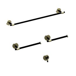 RBROHANT 4-Piece Bathroom Accessories Set, Black With Gold SUS 304 Stainless Steel Hardware Set