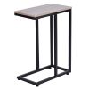 C Table Sofa Side Table for Small Space, Snack Table with Wood Finish and Steel Construction for Couch and Bedside