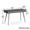 Modern Mid Century Desk 47" | Computer Desk with 3 Drawers, Black Wood Board with Oak Grain (Black Oak + Dark Grey),for Home Office