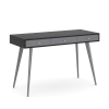 Modern Mid Century Desk 47" | Computer Desk with 3 Drawers, Black Wood Board with Oak Grain (Black Oak + Dark Grey),for Home Office