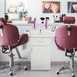 3-Layer Beauty Salon Storage Cabinet Hairdressing Tool Styling Station w/ 6 Hair Dryer Holders, 2 Drawers and 1 Cabinet