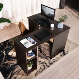 L-Shaped Computer Desk with Shelves