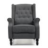 Tufted Accent Chair w/ Upholstered Wingback & Padded Seat, Pushback Recliner Armchair for Living Room, Bedroom, Dark Grey