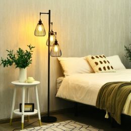 Freestanding Teardrop Lamp with 3 Hanging Lampshades for Hallway Living Room Bedroom