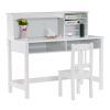 Painted Student Table and Chair Set A, White, 5-layer Desktop, Multifunctional (110*60*66cm) RT
