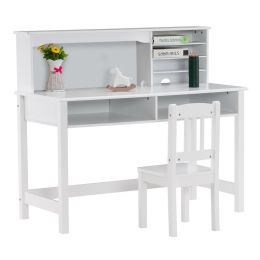 Painted Student Table and Chair Set A, White, 5-layer Desktop, Multifunctional (110*60*66cm) RT