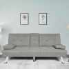FUTON SOFA BED SLEEPER LIGHT GREY FABRIC