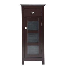 Bathroom Floor Storage Cabinet Free Standing Cupboard Organizer with 1 Drawer and Adjustable Shelf for Living Room XH