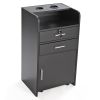 Salon Beauty Cabinet, 3-Layer Rolling Trolley with Storage Drawer, Wheels and 2 Hair Dryer Holders, Black XH