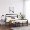 Single-Layer Curved Frame Bed Head and Foot Tube with Shell Decoration FULL SIZE  Black Iron Bed Metal  Bed Frame XH