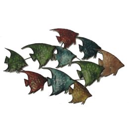 DunaWest Three Dimensional Hanging Metal Fish Wall Art Decor, Multicolor