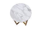 Sintered stone sofa side table Gold metal frame with carrara white color top-16'