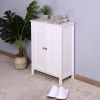 Bathroom Floor Storage Cabinet with Double Door Adjustable Shelf, White