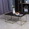 Living Room Black Nesting Table, Coffee Table with MDF Top,Metal Legs 40.55 x 21.65 x 17.7 inch