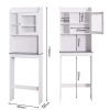 Modern Over The Toilet Space Saver Organization Wood Storage Cabinet for Home, Bathroom -White