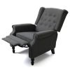 Tufted Accent Chair w/ Upholstered Wingback & Padded Seat, Pushback Recliner Armchair for Living Room, Bedroom, Dark Grey