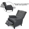Tufted Accent Chair w/ Upholstered Wingback & Padded Seat, Pushback Recliner Armchair for Living Room, Bedroom, Dark Grey