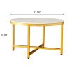 Sintered stone sofa side table Gold metal frame with carrara white color top-32"