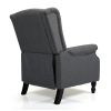 Tufted Accent Chair w/ Upholstered Wingback & Padded Seat, Pushback Recliner Armchair for Living Room, Bedroom, Dark Grey