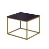 Living Room Black Coffee Table with MDF Top, Nesting Table with Metal Legs 17.71 x 20.87 x 15.35 inch