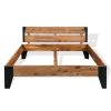 Bed Frame Solid Acacia Wood Steel 76"x79.9"
