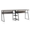 Home Office Two Person Desk with Open Bookshelf and Storage Shelf, Rustic Writing Desk Workstation ,Double Desk for Two Person(grey brown)  YJ
