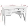 Writing Desk with 5 Drawers White