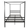 Metal Canopy Bed Frame, Stable and durable metal platform , Queen Black
