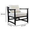 Dunawest Malibu Accent Chair with Open Wood Frame, Light Gray and Black