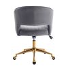 Hengming Home Office Computer Desk Chair ,Velvet Accent Armchair,Adjustable Swivel Task Stool with Gold Plating Base