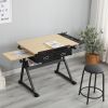 adjustable wood drafting table desk with 2 drawers for home office and school(wood) YF