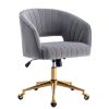 Hengming Home Office Computer Desk Chair ,Velvet Accent Armchair,Adjustable Swivel Task Stool with Gold Plating Base