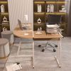 Mecor L-Shaped Desk Computer Desk Office Workstation Modern Home Study Writing Wooden Table,Laptop Study Corner Table(White/Yellow)--YS