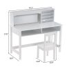 Painted Student Table and Chair Set A, White, 5-layer Desktop, Multifunctional (110*60*66cm) RT