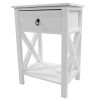 FCH Nightstand Modern End Table, Side Table with 1 Drawer and Storage Shelf, White
