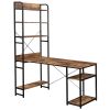 Home Office computer desk Steel frame and MDF board/5 tier open bookshelf Plenty storage space