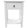 FCH Nightstand Modern End Table, Side Table with 1 Drawer and Storage Shelf, White