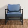 Dunawest Malibu Accent Chair with Open Wood Frame, Navy Blue
